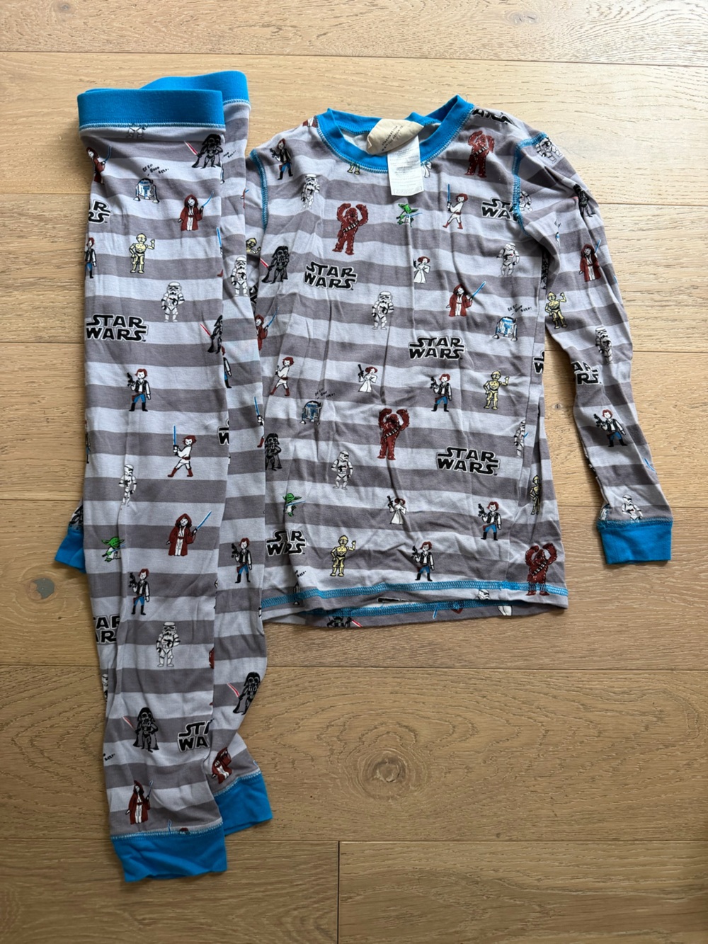 Star Wars Pajama Set Kids Size 10 Gray Striped Long Sleeve Sleepwear